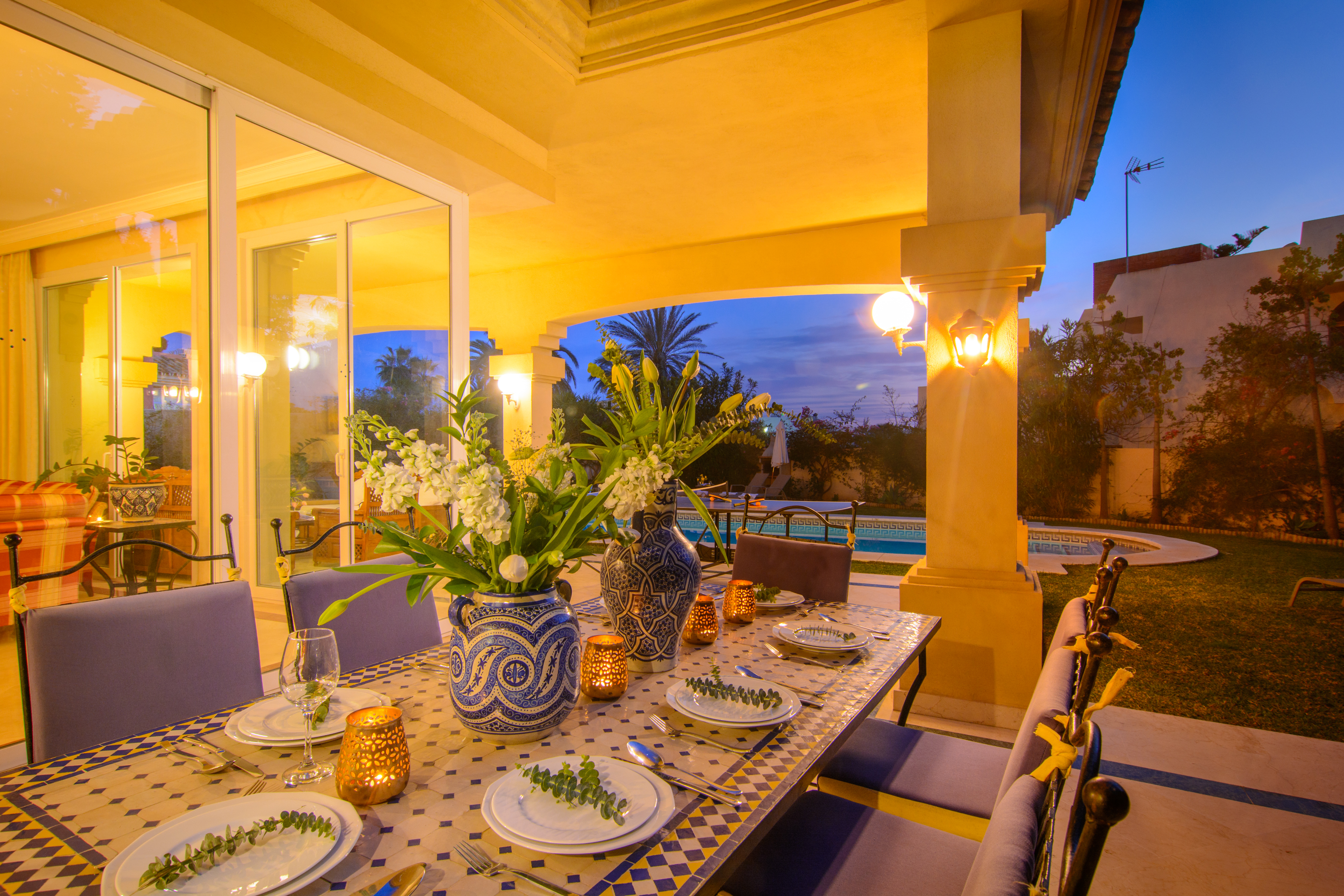 Private heated swimming pool with sea views